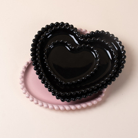 Assiettes créatives en céramique perlée en forme de coeur pour la fête de mariage