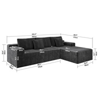 Canapé modulaire en forme de L 104,3x68,9 pouces, design moderne, revêtement écologique en tissu velours côtelé, aucun assemblage requis
