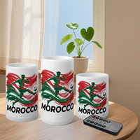 Bougie décorative personnalisée pour fans de football du Maroc, lot de 3, lumières LED sans flamme en forme de pilier, design imprimé match 2026 avec télécommande et minuterie