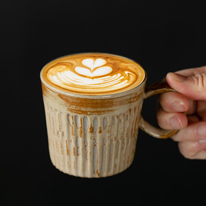 Tazza da Caffè in Ceramica Grezza Stile Giapponese Retrò Vintage, Lusso Leggero, per Latte Art, Tè Pomeridiano, Uso Domestico e Caffetteria - Product Image 1
