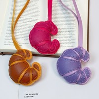 Porte-clés créatif artisanal multi-couches en patchwork, en forme de pain, avec cordon en corne de vache pour sacs à main et sacs