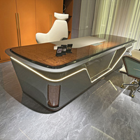 Ensemble de mobilier de bureau de luxe pour villa, bureau de direction en L avec rangement pour PDG, solutions de mobilier commercial tout-en-un