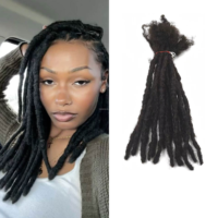 Ekstensi Rambut Dreadlocks Manusia Warna Alami 4-30 Inch 0.8cm Inter Locs untuk Kepang, Crochet Loc, Perbaikan Salon, dan Grosir
