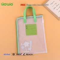 Pochette à documents zippée personnalisée UIOWIO, sac à documents en maille pour enfants, étudiants, devoirs, pochette en maille avec fermeture éclair et poignée