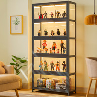 Vitrine Classique en Verre Transparent avec Éclairage LED, Anti-Poussière, Revêtement Poudré, Pratique pour Salon, Vitrine à Médailles, Vins et Bières