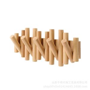 Solid Wood Wall Mounted Coat Rack With Adjustable Pegs Multipurpose Entryway Storage <b>Hook</b> Natural Wood Color Rectangle Shape - Product Image 4