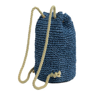 Mochila de Moda Tejida a Crochet con Paja Marrón, Cuero <span class=keywords><strong>PU</strong></span>, Grande, Linda, con Cierre, Correas de Cuerda de Algodón Hechas a Mano con Rayas - Product Image 5