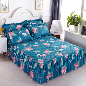 MU a buon mercato moderno a stampa floreale trapunta antiscivolo copriletto protettivo copriletto di lusso in pizzo design gonne da <span class=keywords><strong>letto</strong></span> <span class=keywords><strong>per</strong></span> camera da <span class=keywords><strong>letto</strong></span> - Product Image 2