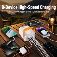 Batterie externe grande capacité pour extérieur 100000 mAh avec 4 câbles intégrés, écran LED, lampe torche, poignée, 3 ports USB PD 22,5 W à charge rapide
