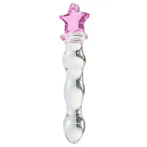 Adult Sex Transparent Crystal Penile Posterior Glass Anal Plug Female False Penis Masturbation Device Popular