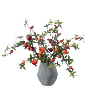 Rama de Granada Artificial CallaFloral, Color Rojo Anaranjado, Decoración de Espuma para Bodas, Arreglo Floral Artesanal de 6 Cabezas, Estilo INS - Product Image 5