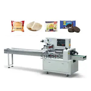 Auto Drie Fruit Flow Wrapping Machine Bafu Cake Cookies Biscuits Packing Machine Dough Bar Flow Bag Pillow Packaging