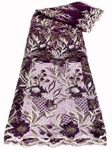 Nhà máy Vải ren mới nhất vải ren 2021 vải ren Châu Phi với Rhinestone - Product Image 3