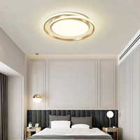 Plafonnier LED de luxe doré, moderne, à double anneau, pour salon, chambre, hôtel, maison, éclairage décoratif intérieur