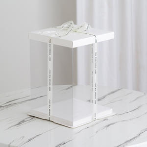 21.5*30 cm temizle beyaz kek kutusu için 8 inç <span class=keywords><strong>2</strong></span> katmanlı doğum günü pastası parti hediye paketi Caja De Pastel - Product Image 1