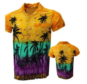 पुरुषों के लिए नई आगमन ग्रीष्मकालीन समुद्र तट चमकीले रंग की कैज़ुअल सॉफ्ट प्रिंटिंग हवाईयन शर्ट