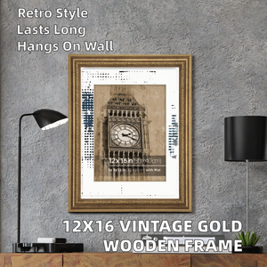 Hot Selling Customized Vintage <b>Gold</b> Wooden Photo <b>Frame</b> 12x16 Wall Mounted Factory Wholesale Iron Metal Type - Product Image 3