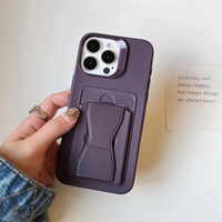 Coque en TPU Para Celular pour iPhone 15 Pro Max Couverture arrière avec support en cuir Fente pour carte Caoutchouc Silicone Fundas Support Housse