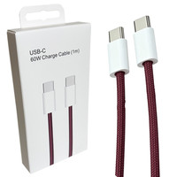 Câble de charge rapide tressé en nylon 60W Type-C vers Type-C pour iPhone 16 17 18 Pro Max, téléphone portable et tablette