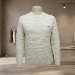 Pull en tricot pour homme avec poche avant, manches longues, vêtement d'automne - Product Image 1