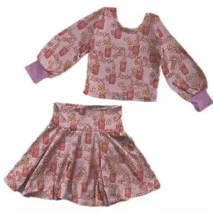 Conjunto de falda corta con estampado de botella para niña hermosa de bambú para bebés recién nacidos conjunto de manga larga para niños