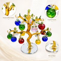 Ornement de Noël pliable en verre cristal fait main, motif sapin, boules colorées suspendues, base miroir pour banquets, centres commerciaux et décoration intérieure