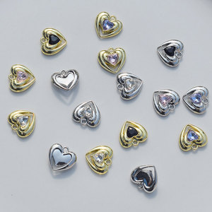 Heart Shaped Rhinestone Pendant Zinc Alloy Plated Fashion Jewelry Findings For DIY Earrings <b>Bracelets</b> Pendants Accessories Kit - Product Image 3