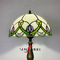   Lampe de bureau en verre mosaïque coloré, lumière décorative de nuit, style classique antique, lampes d'éclairage