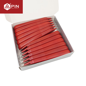 Cortadores de hilo de doble hoja en forma de V de acero inoxidable para extremos de hilo, color rojo - Product Image 3