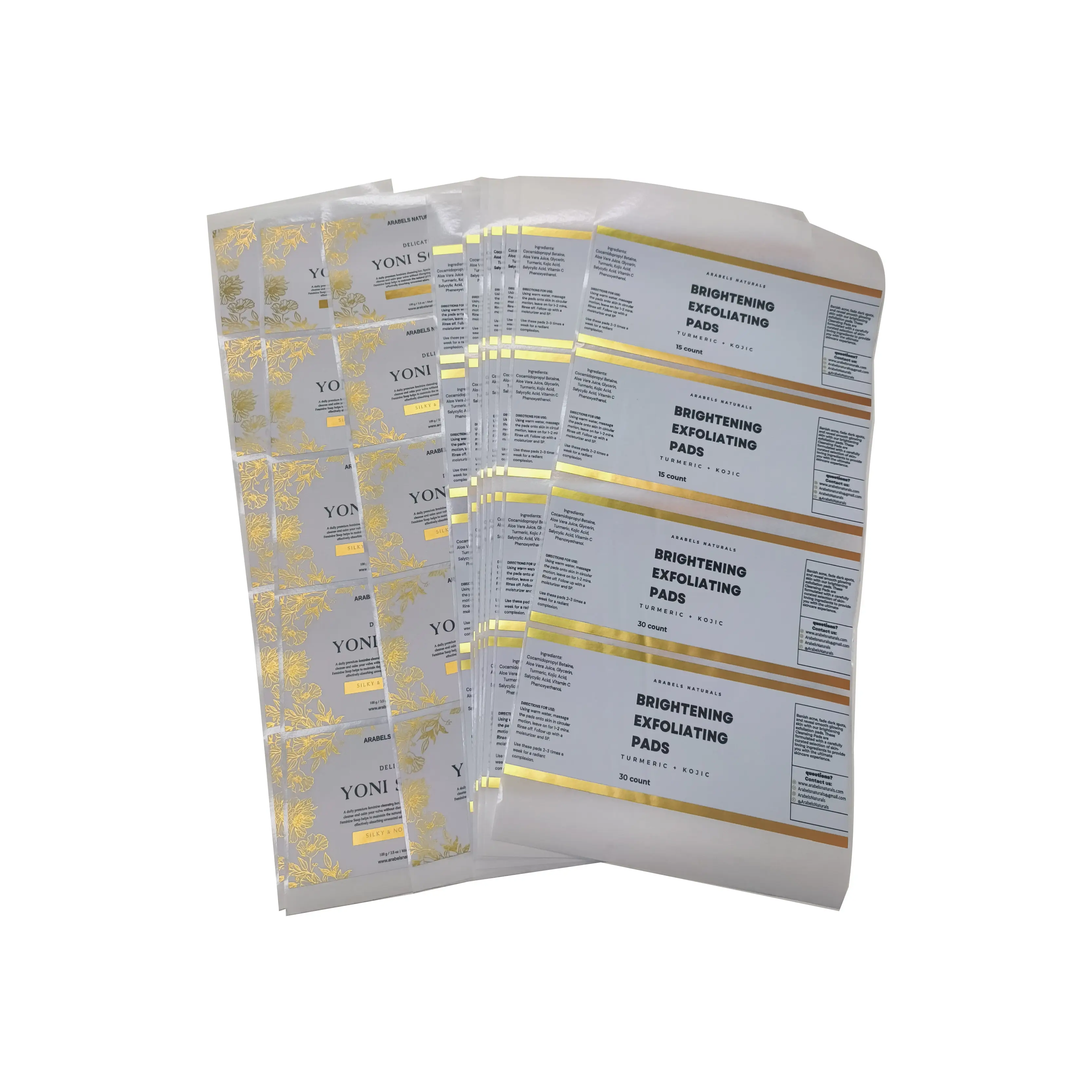 Self adhesive labels for Soap Packaging Logo Brand silver pp waterproof metallic foil gold foil Stickers custom Cosmetic labels