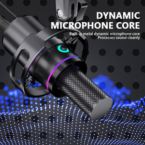 Micrófono Dinámico Profesional con Cable y Soporte para Grabación de Podcasts y Transmisión <span class=keywords><strong>en</strong></span> Vivo - Product Image 3