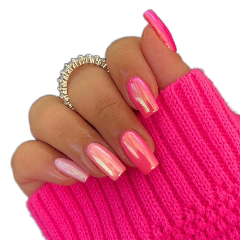 Mid-length Aurora pink Red Dress armour European American Hot Girls Ins Wind Fake Nails Full Cover Wholesale 24 Pieces Jiangsu