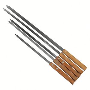 23 Brochetas Planas de Acero Inoxidable de Alta Resistencia de 5/8 Pulgadas de Ancho y Largo para Barbacoa, con Mango de Madera para Parrilla al Aire Libre - Product Image 1