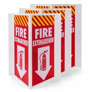 Plastic Pre-Drilled Safety Wall Panel Projection Angle Warning Sign 3D Fire Extinguisher Safety Sign