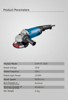 Meuleuse d'angle électrique filaire 1200W, très vendue, puissance professionnelle, diamètre de disque 150mm, excellente qualité pour le polissage, 220V.