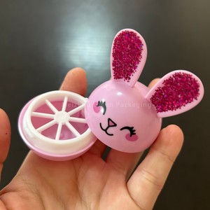ISMAN Vente en gros de contenants pour baume à lèvres en forme de lapin et d'unicornes mignons de 7 g, étuis à rouge à lèvres ronds en forme de dessin animé pour enfants, pots cosmétiques pour enfants - Product Image 4