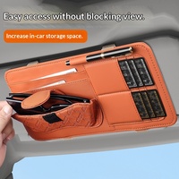 Boîte de rangement multifonction pour voiture en cuir Nappa, élégante, pour pare-soleil, porte-lunettes, porte-cartes de visite, porte-mouchoirs, clips pour lunettes de soleil