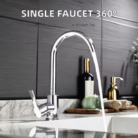 Robinet de cuisine et de salle de bain classique en acier inoxydable 304 Bec rotatif à 360 degrés Robinet d'évier chaud et froid