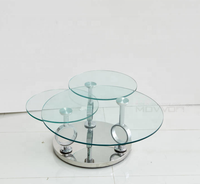 Table basse moderne en verre trempé transparent pivotant avec fonction extensible, design élégant, base chromée, meubles de salon