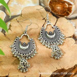 Bohemia Geometric Drop <b>Earrings</b> Antique Silver Plated Women's Fashion Dangle <b>Earrings</b> With <b>Tassel</b> Design - Product Image 2