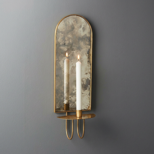 Framed Brass Wall <b>Mirror</b> With Candle Holder Contemporary Decorative Accent <b>Hanging</b> Abstract Geometric Design - Product Image 1