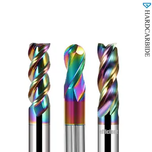 HARDVIK brand Hot sale fast chip removal U shape groove HRC65 HRC58 colourful flat ball end mill cutter for aluminum