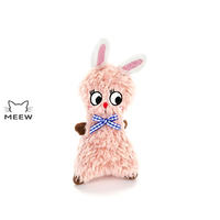 Jouet pour chat en peluche en forme de lapin avec nœud papillon, couineur intégré, jouet interactif résistant aux morsures pour chatons d'intérieur