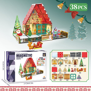 Jouet de construction magnétique 3D sur le thème de Noël, blocs de construction magnétiques, ensemble de tuiles de construction, jouet de fête d'intérieur pour enfants - Product Image 4