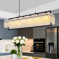 Luminaire suspendu LED rectangulaire moderne de luxe, hauteur réglable, douille E12, pour salle à manger, îlot de cuisine