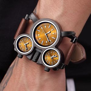 2022 <span class=keywords><strong>orologi</strong></span> da <span class=keywords><strong>uomo</strong></span> Oulm nuovo 1167 orologio al quarzo maschile stile <span class=keywords><strong>Vintage</strong></span> Design unico 3 <span class=keywords><strong>orologi</strong></span> da polso sportivi da <span class=keywords><strong>uomo</strong></span> con cinturino in pelle fuso orario - Product Image 4
