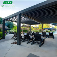 Pergola bioclimatique motorisée en aluminium, murale, avec revêtement en poudre, pour cour, jardin, villa