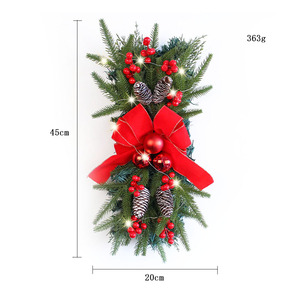 <span class=keywords><strong>Guirlande</strong></span> <span class=keywords><strong>de</strong></span> Noël en PVC PE à aiguilles <span class=keywords><strong>de</strong></span> pin avec baies rouges et pommes <span class=keywords><strong>de</strong></span> pin, durable pour la décoration intérieure et extérieure des rampes d'escalier - Product Image 6