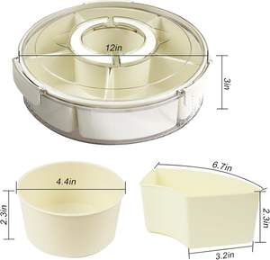 6 compartimentos 12 pulgadas plato de frutas y verduras caja de aperitivos contenedor redondo dividido bandeja de aperitivos con tapa y Asa - Product Image 2