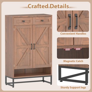Zapatero de Madera Rústico Marrón de 6 Niveles <span class=keywords><strong>con</strong></span> Cajón y Puertas, Estantes Ajustables <span class=keywords><strong>para</strong></span> Entrada o Pasillo - Product Image 6